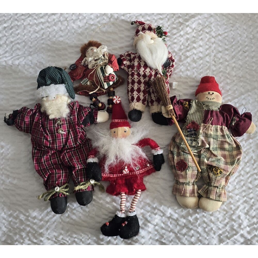 5 Country Santa & Snowman Christmas Decorations Handmade & Other